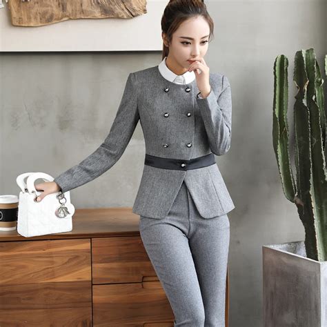 Female Business Suits 2018 Fashion Womens Elegant Ol Blazer And Long Pants Office 2 Piece Sets