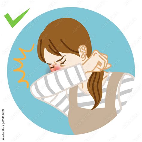 Coughing Housewife Covered Mouth By Arm Circular Icon Clipart Stock Vector Adobe Stock