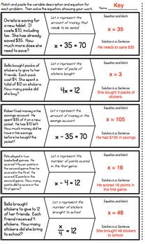 One Step Equation Word Problems Cut And Paste Activity By Math On The