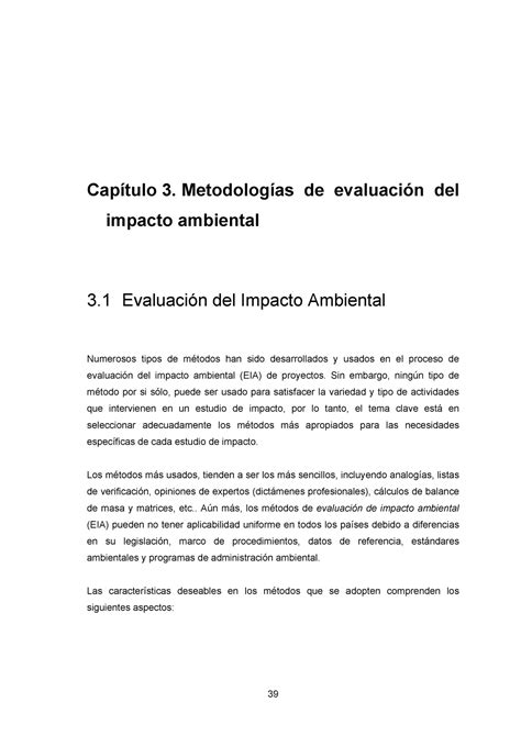 Impacto Ambiental 39 Capítulo 3 Metodologías De Evaluación Del