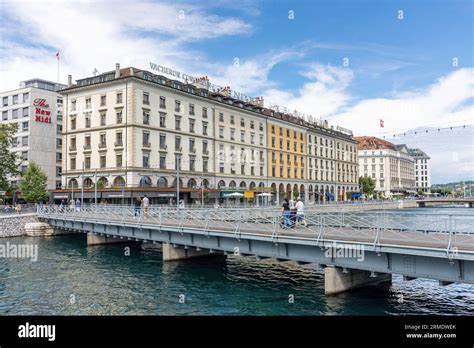 Pont De La Machine Pedestrian Bridge Across River Rh Ne Geneva