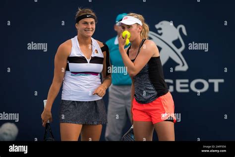 Aryna Sabalenka Of Belarus Elise Mertens Of Belgium Playing Doubles