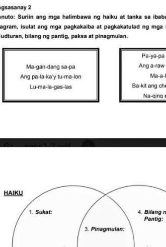 Suriin Ang Mga Halimbawa Ng Haiku At Tanka Sa Ibaba Gamit Ang Venn