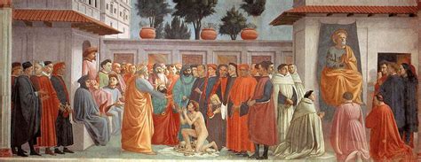 Raising Of The Son Of Teophilus And St Peter Enthroned Masaccio