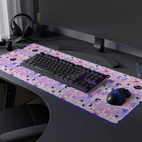 Pastel Goth Desk Mat Kawaii Cute Witch Mousepad Purple Etsy