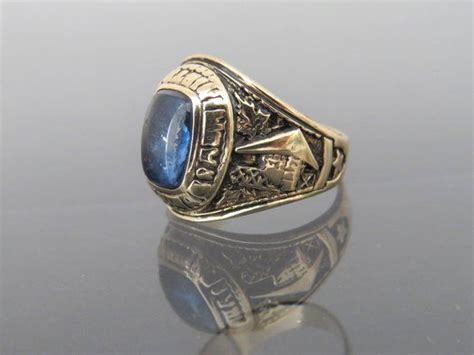 Vintage 10k Solid Yellow Gold Blue Sapphire Class Ring Jostens Etsy Blue Sapphire Class