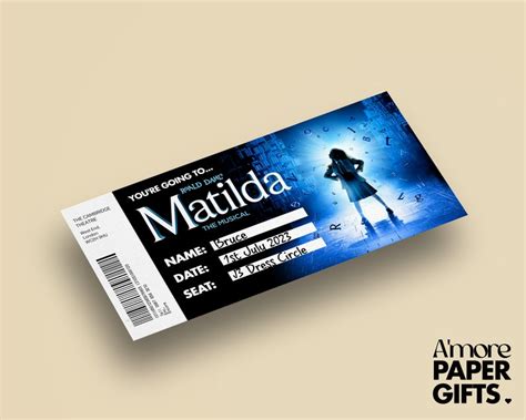 Matilda The Musical Printable Ticket T Etsy