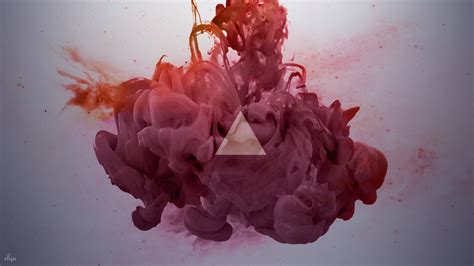 Red Liquid Illustration Triangle Smoke Digital Art HD Wallpaper