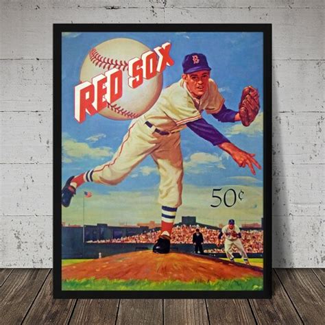 Boston Red Sox Print Vintage Baseball Poster Retro Etsy