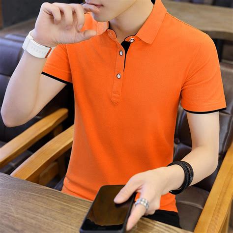 Buy Summer Mens Short Sleeved T Shirt Mens Lapel Slim Trend Half