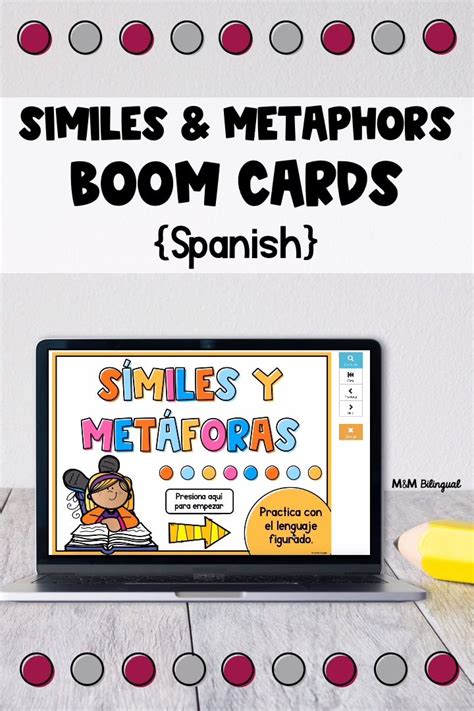 Similes and Metaphors in SPANISH Boom Cards Símiles y Metáforas