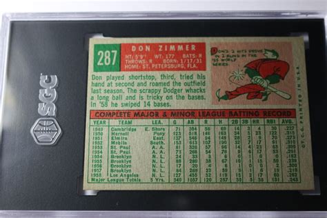 Topps Baseball Card Don Zimmer Graded Sgc Near Mint High