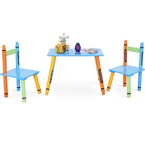 Costway Ensemble Table Et Chaises Pour Enfants En Bois Mdf Et Bois De