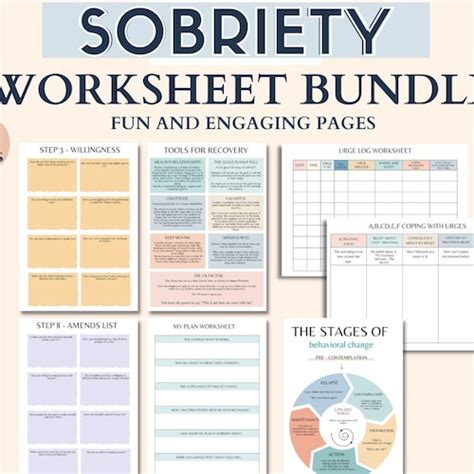 Sobriety Worksheets Therapy Workbook Recovery Aa Etsy