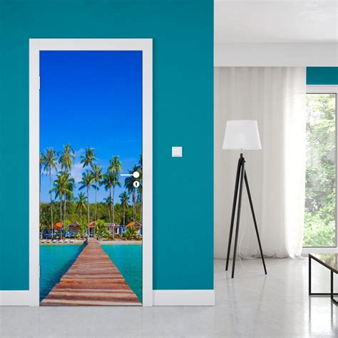 Tropical Vacation Door Mural Beach Door Decal Home Decor Etsy