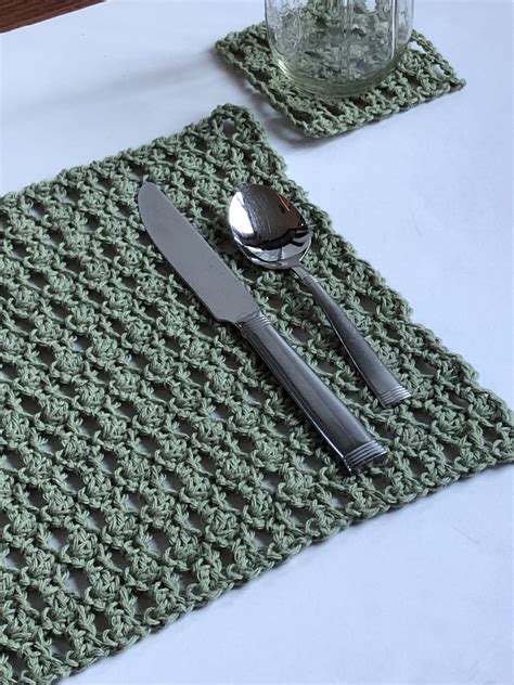 Sagebrush Placemat Coaster Set Free Crochet Pattern Ambassador Crochet