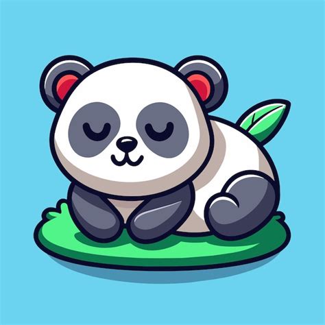 Cute Panda Sleeping Cartoon Vector Icon Illustration Animal Nature Icon