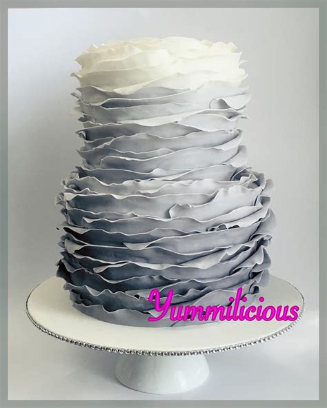 Silver Ombr Ruffles Decorated Cake By Yummilicious Cakesdecor