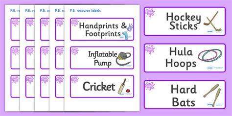 Free Purple Themed Editable Pe Resource Labels Twinkl