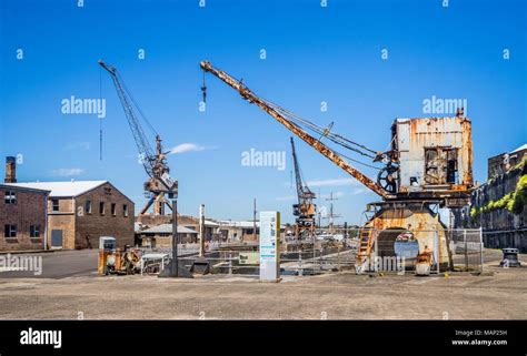 Historic Wharfside Cranes At Sutherland Dock Cockatoo Island Shipyard Heritage Site Sydney