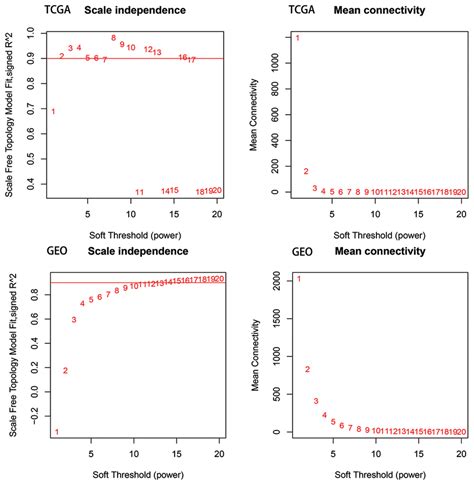 Identification Of Soft Threshold Weights By Wgcna A D Scale Free