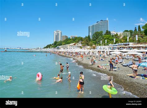 Sochi Russia 06 July 2017 Beach Mayak View Of The Beach In Sochi