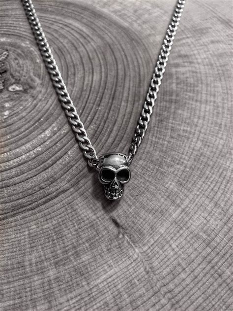 Stainless Steel Skull Necklace Etsy