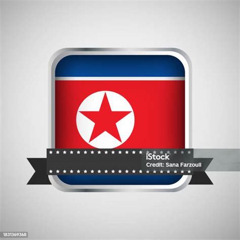 Spanduk Bulat Vektor Dengan Bendera Korea Utara Ilustrasi Stok Unduh