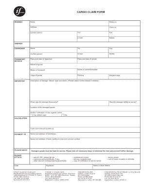 Fillable Online Cargo Claim Form Fax Email Print Pdffiller