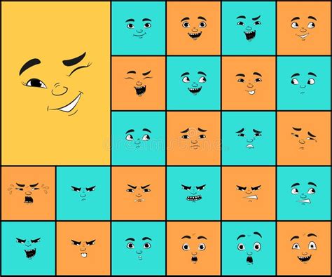 Sistema Del Vector De Las Expresiones De Las Caras De La Historieta