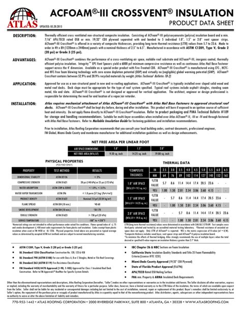 Acfoam Crossvent Insulation Product Data Sheet