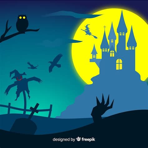 Fondo De Halloween Con Castillo Vector Gratis