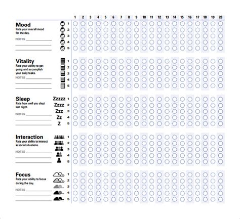 Free 7 Sample Mood Chart Forms In Pdf Ms Word