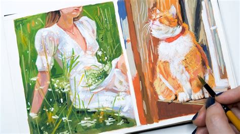 Gouache Painting In My Sketchbook Paint With Me Painting A Cat And