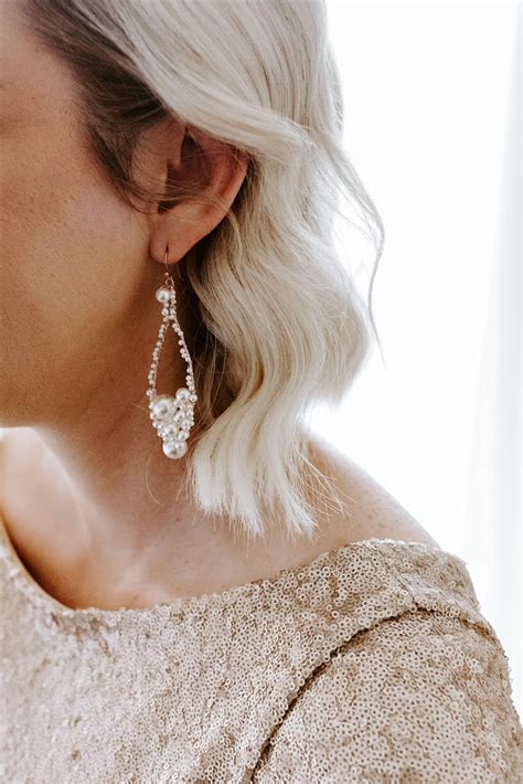 Zoe Teardrop Pearl Earrings Tania Maras Bridal