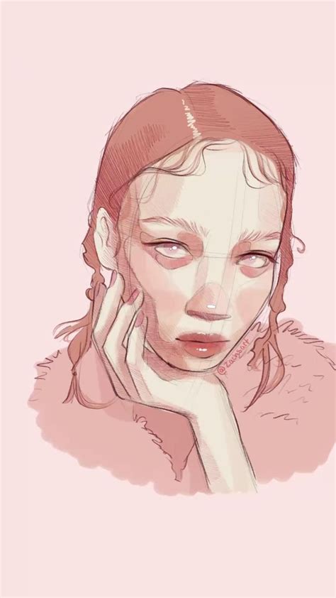 Pink Girl Sketch Drawing Aesthetic Pink Drawing Pink Artwork Girl