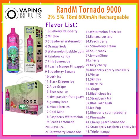 Original RandM Tornado 9000 Puff Disposable Vape Pen 18ml Prefilled Pod