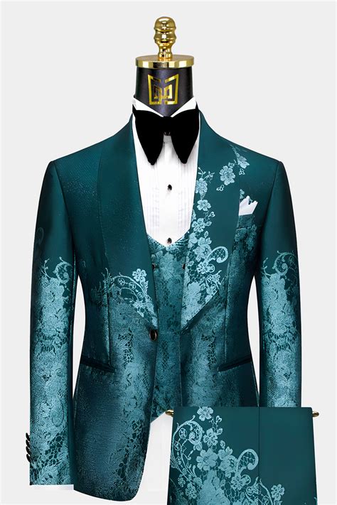 Teal Floral Suit 3 Piece Gentlemans Guru