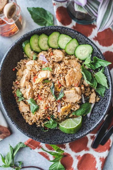 Thai Basil Chicken Fried Rice Kao Pad Kaprao Gai Simply Suwanee