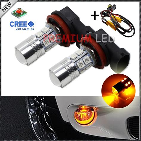 2pcs High Power Amber Yellow H11 H8 H9 High Power CRE E W 10 SMD LED