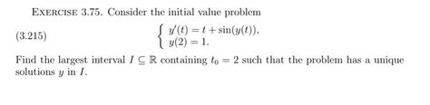 Solved Exercise Consider The Initial Value Problem Chegg