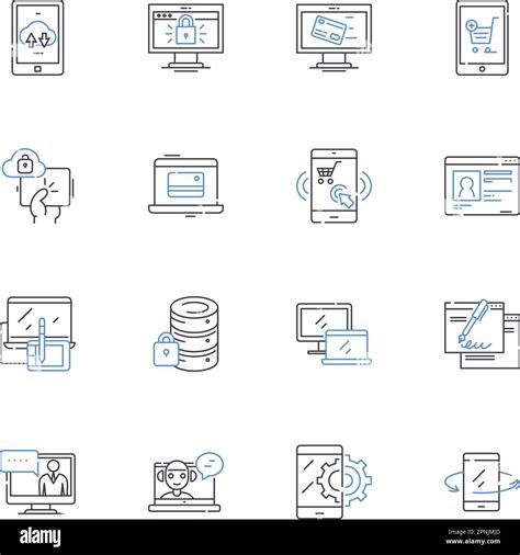 Cyber Defense Line Icons Collection Firewall Encryption Malware