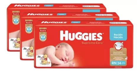 102 Pañales Huggies Supreme Care Recién Nacido Rn Paquete Rojo Bebelli