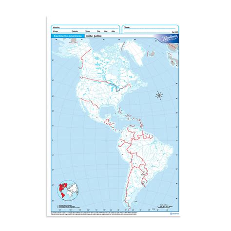 Mapa Continente Americano político Rivadavia Oficio block de 20 mapas