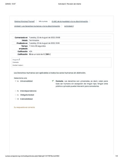 Actividad 2 Revisión del intento 22 8 23 10 07 Actividad 2 Revisión