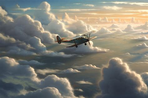 Premium Photo A Plane In The Clouds