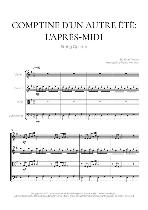 Comptine D un Autre Été L après midi arr Pedro Merendi by Yann