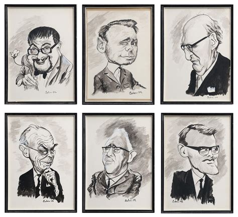 FRÅGA LUND SEX KARIKATYRTECKNINGAR AV DEN URSPRUNGLIGA UPPSÄTTNINGEN AV DELTAGARNA I DET