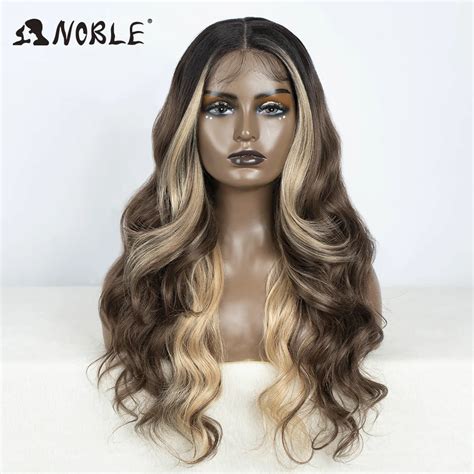 Perruque Lace Front Wig Synth Tique 28 Pouces Noble Perruques Body Wave