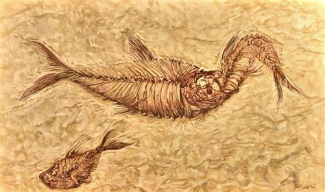 Fossil Fish Hunger Painting by William Kroll | Saatchi Art